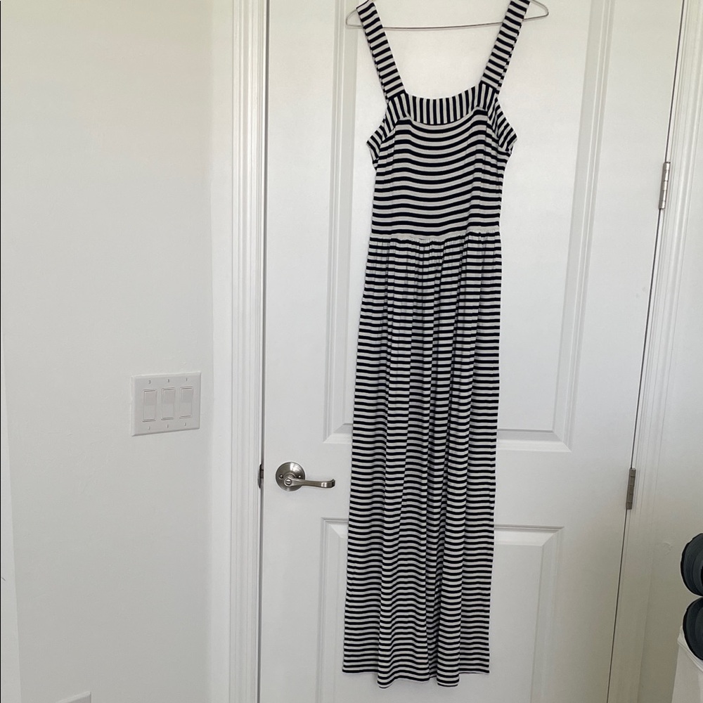 LOFT Monochrome Striped Maxi Dress